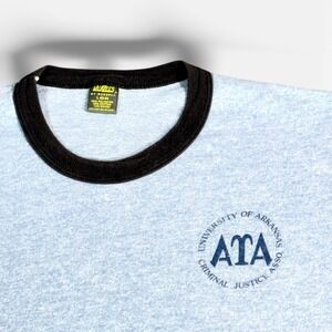 Vintage 80s Jerzees Tri-Blend Ringer T-Shirt L Arkansas Criminal Justice ATA USA